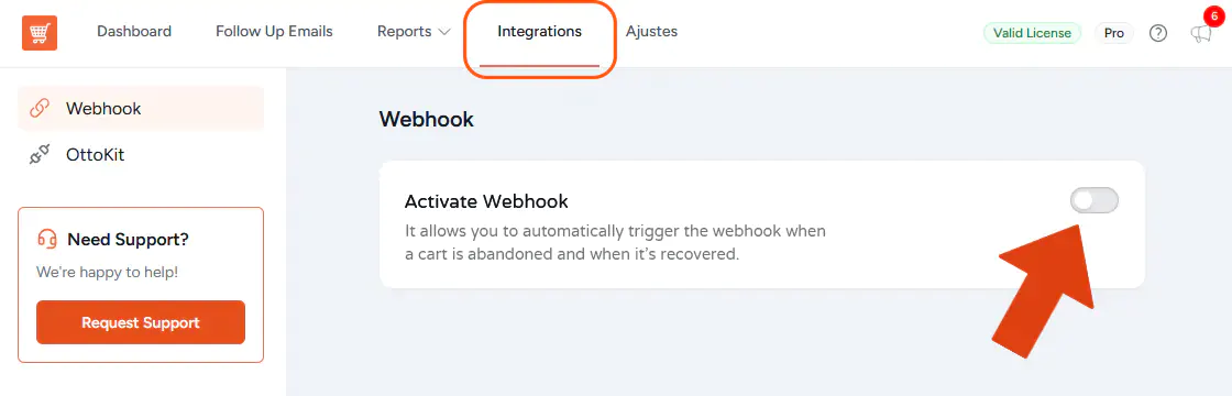 Cart abandonment recovery webhook