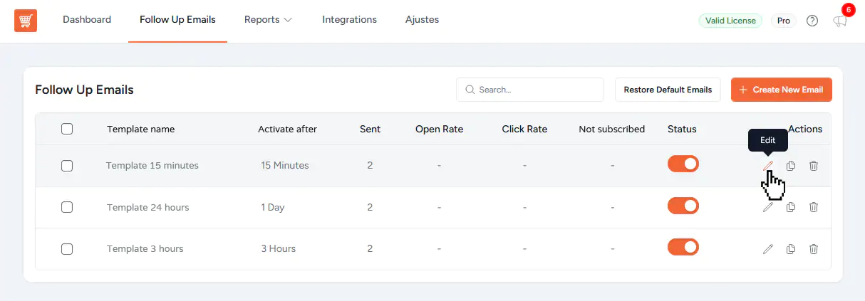 Cart recovery follow up emails