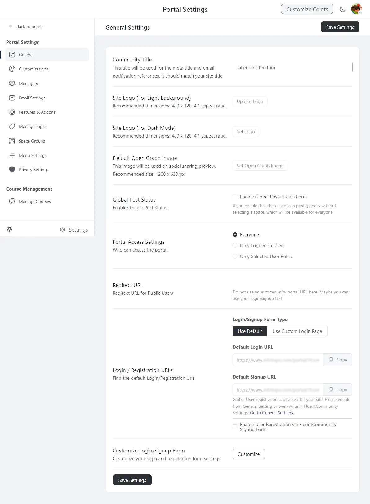 Fluentcommunity advanced setup