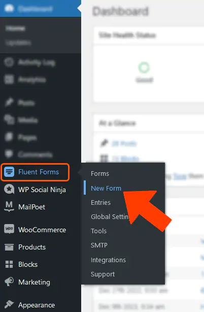 Create New WordPress Form
