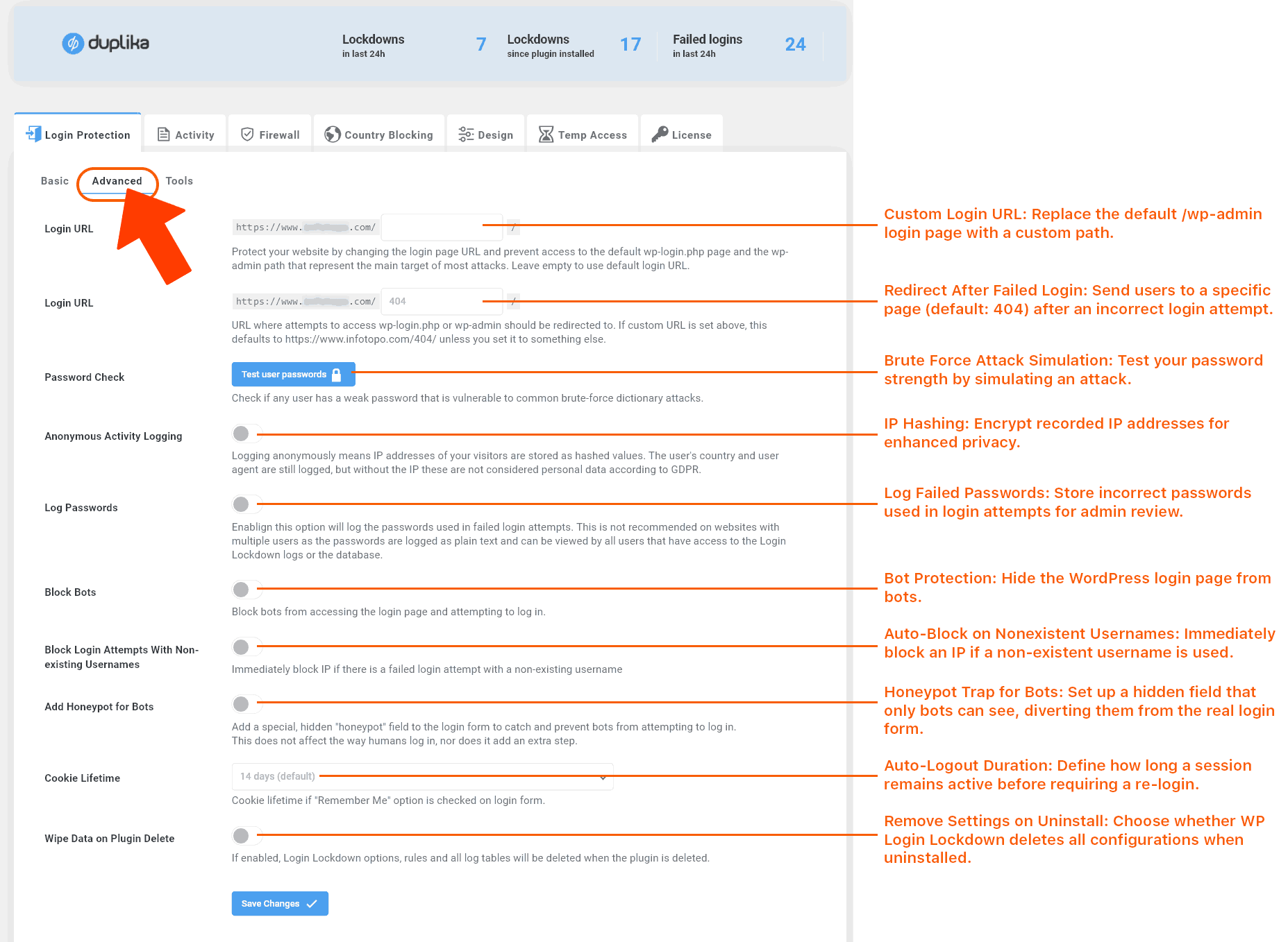 Wp Login Lockdown Advanced Settings