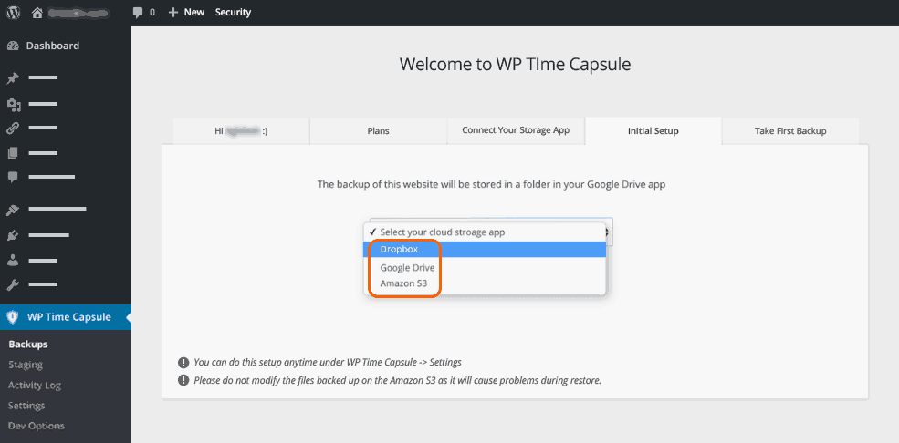 Wp time capsule cloud backup